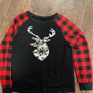 SHEIN Black and Red Plaid Long Sleeve Tee